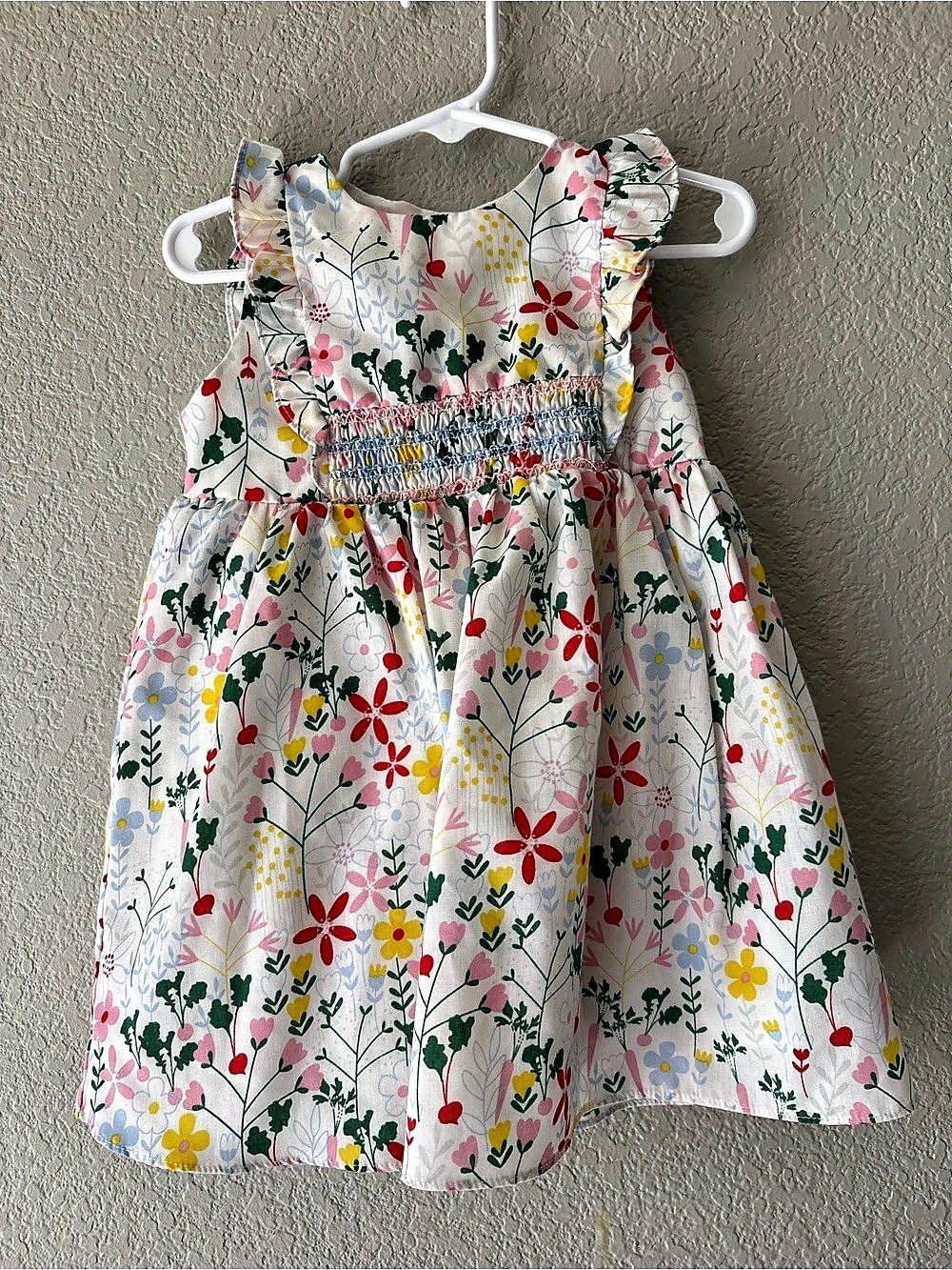 Rare Editions Floral Dress in White & Multicolor Baby 24M Like New